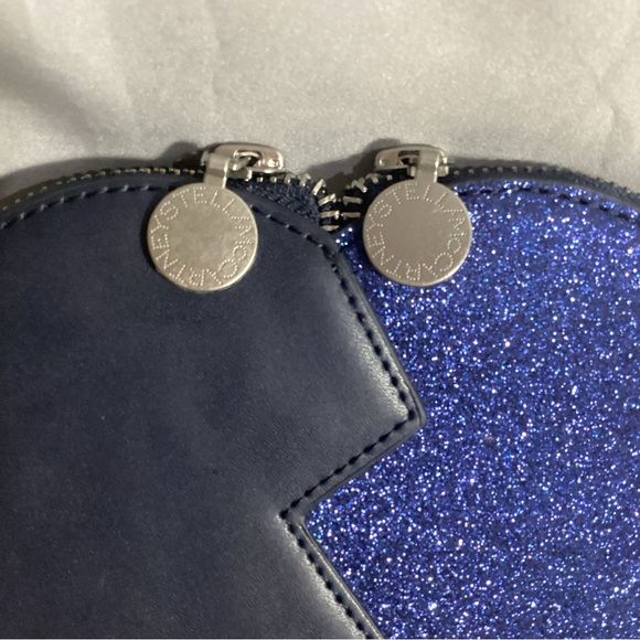 Stella McCartney Jazz Heart Black & Blue Glittery Crossbody Bag Whipstitching - Picture 5 of 12